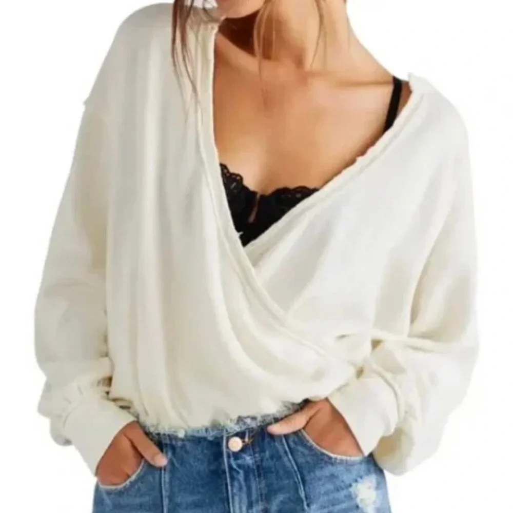Free People Cream Long Sleeve Top - Picture 5 of 5